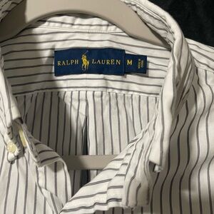 Ralph Lauren Men's White Shirt with Black Stripes